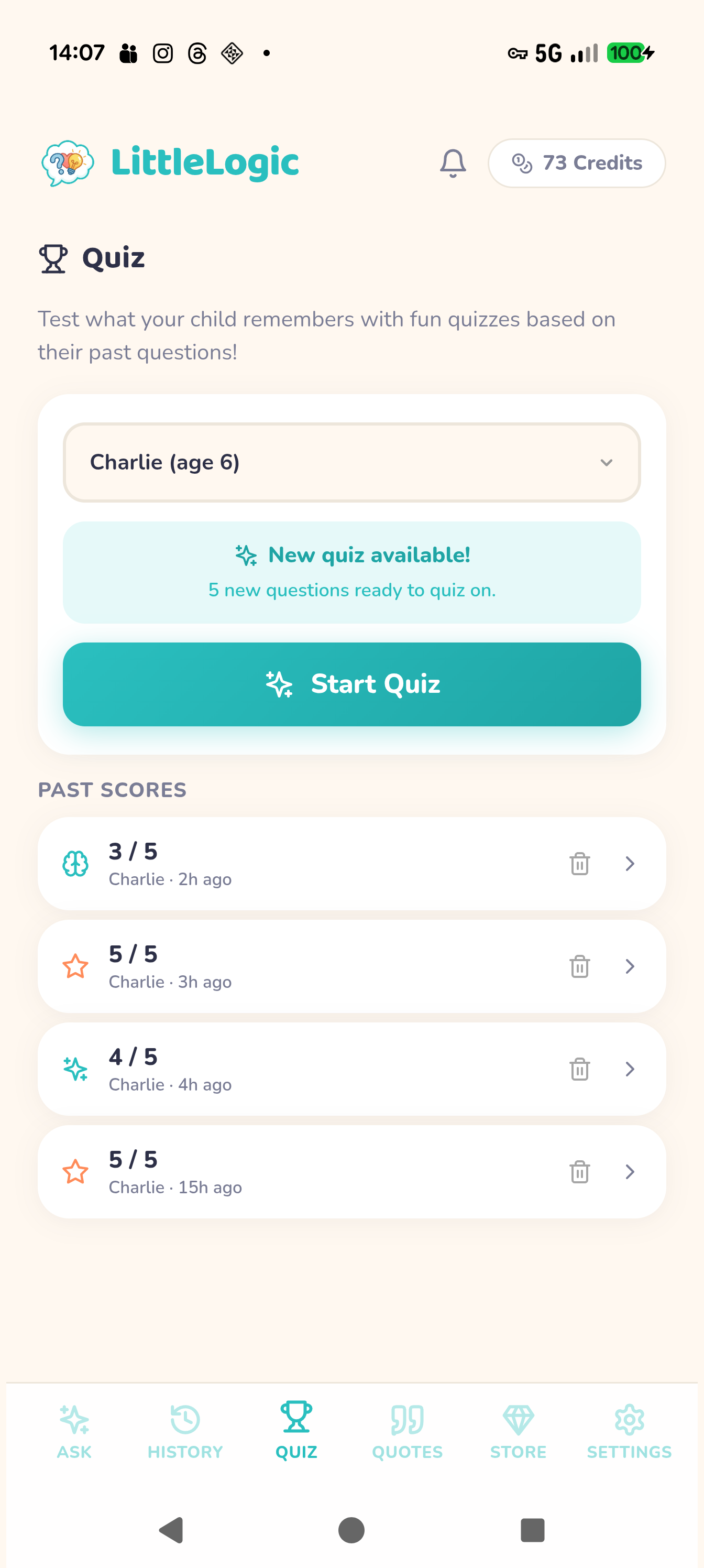 Quiz mode